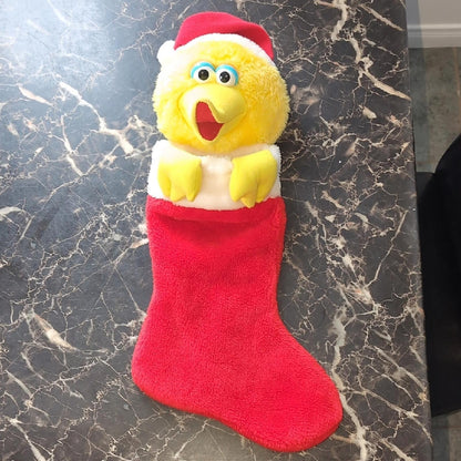 23" Sesame Street BIG BIRD Plush Furry Christmas Stocking ~ Jim Henson Rare Toy