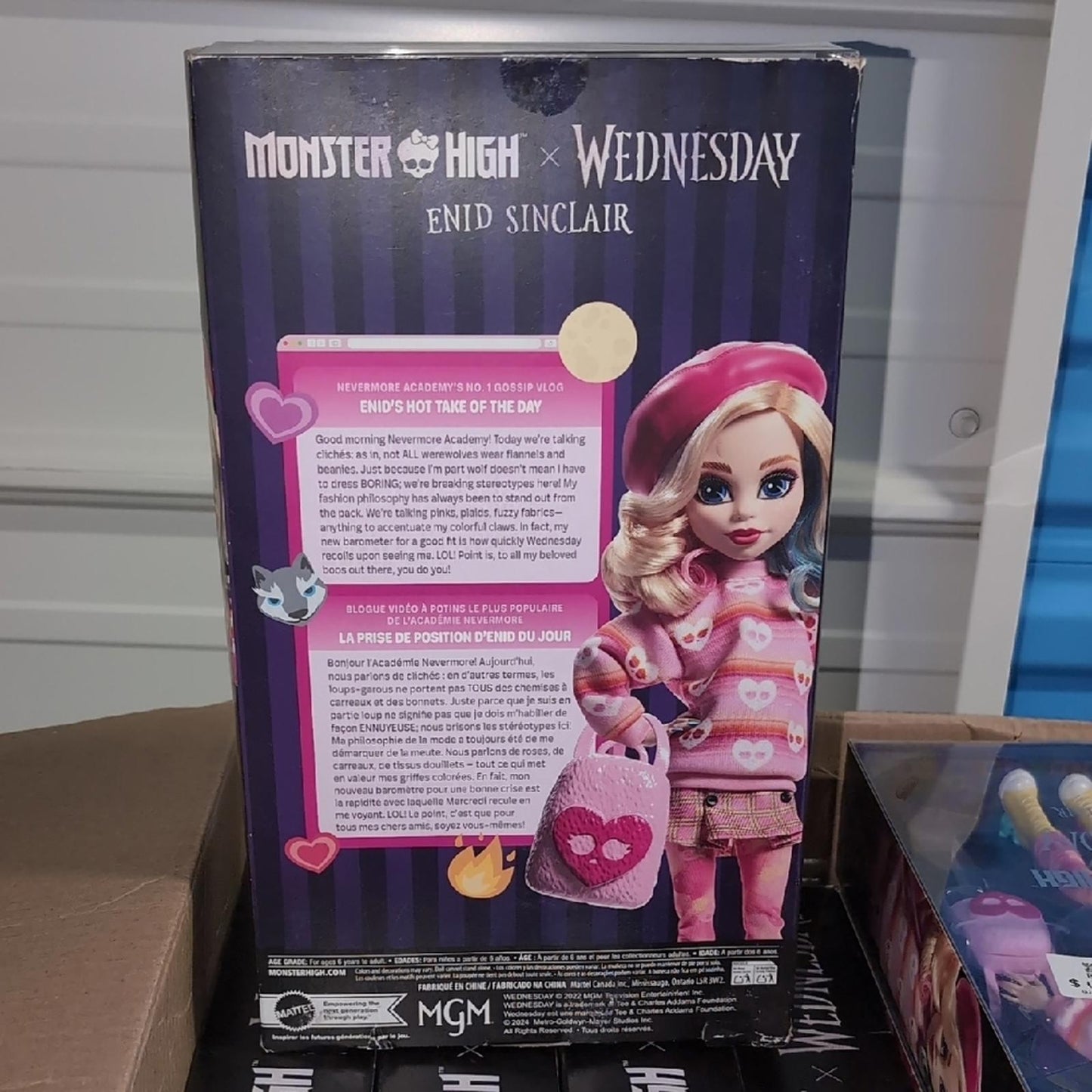 Mattel Monster Enid Wednesday Doll w/ Pink Outfit and Accessories