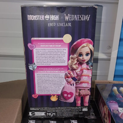 Mattel Monster Enid Wednesday Doll w/ Pink Outfit and Accessories