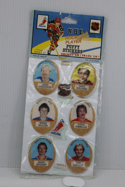 Vintage NHL Hockey Player Puffy Stickers Card 4 Funmate Series 1 Made in Japan