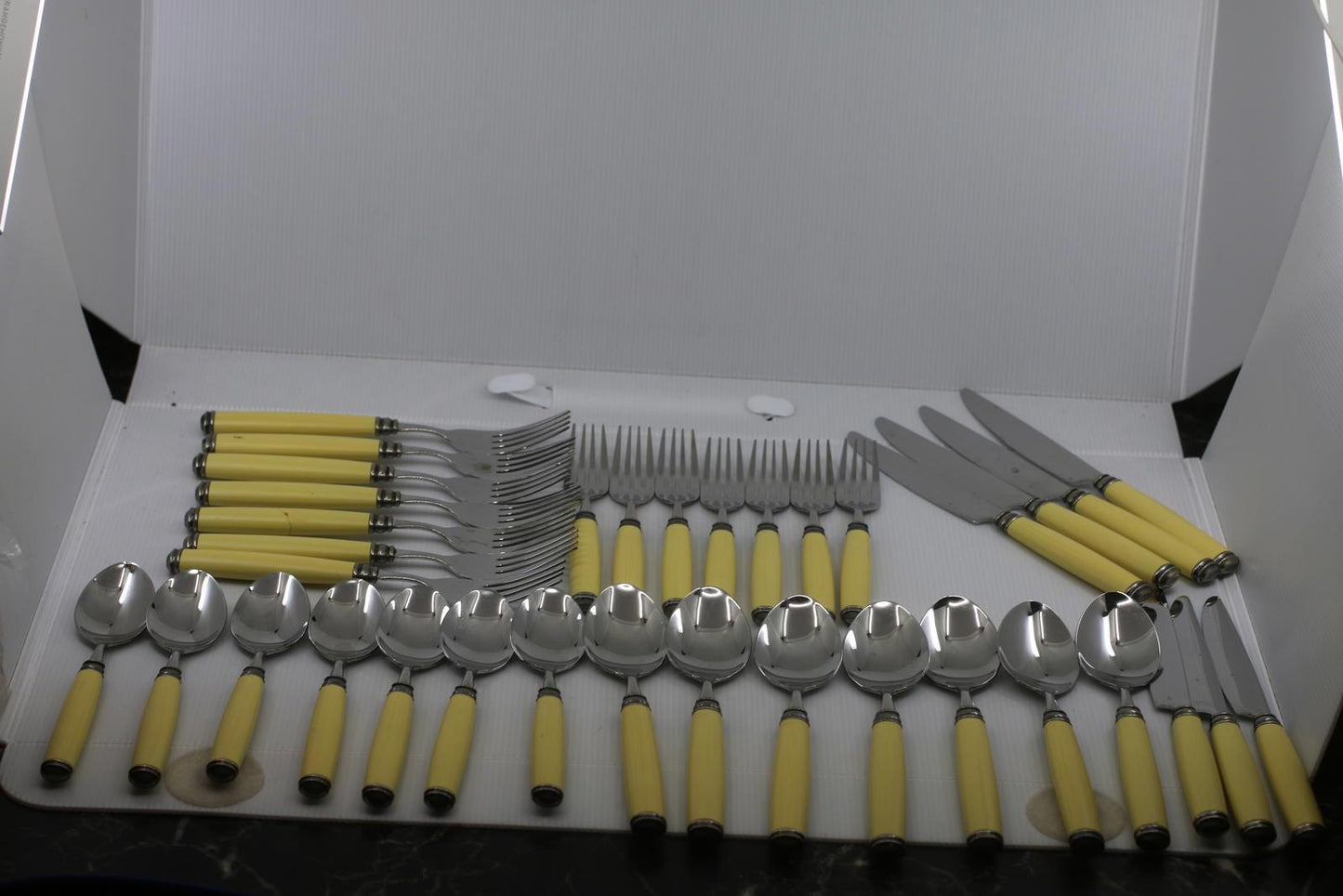 Nautica Stainless Steel Flatware Set Yellow Handles 35pcs Forks Spoons Knives