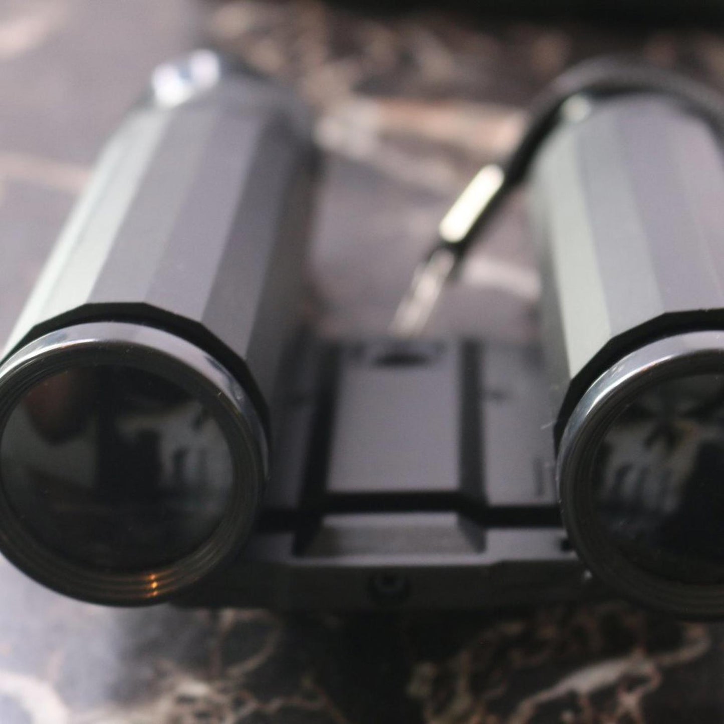 Small binoculars for kids or travel no trademark written w/ leather Storage case