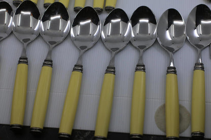 Nautica Stainless Steel Flatware Set Yellow Handles 35pcs Forks Spoons Knives