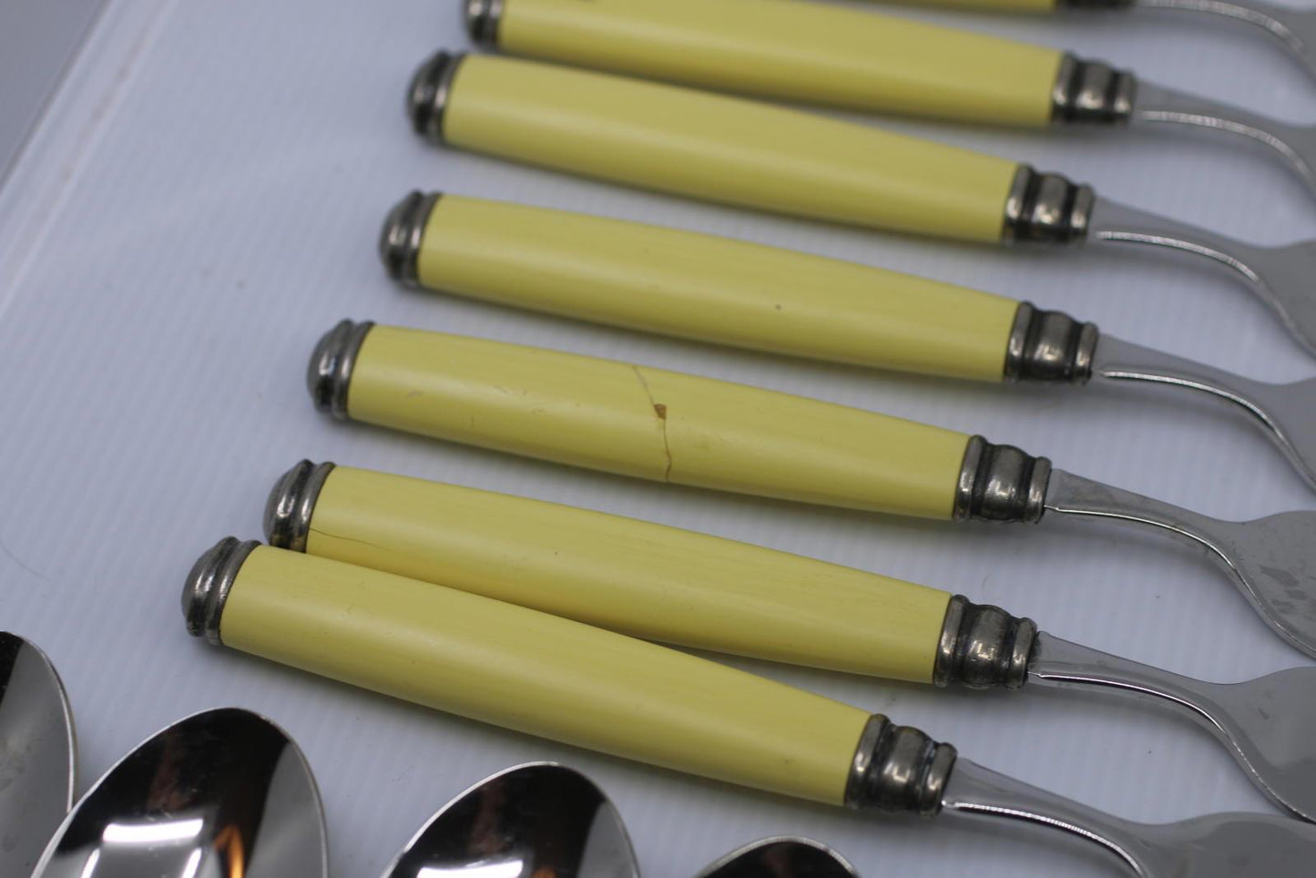 Nautica Stainless Steel Flatware Set Yellow Handles 35pcs Forks Spoons Knives