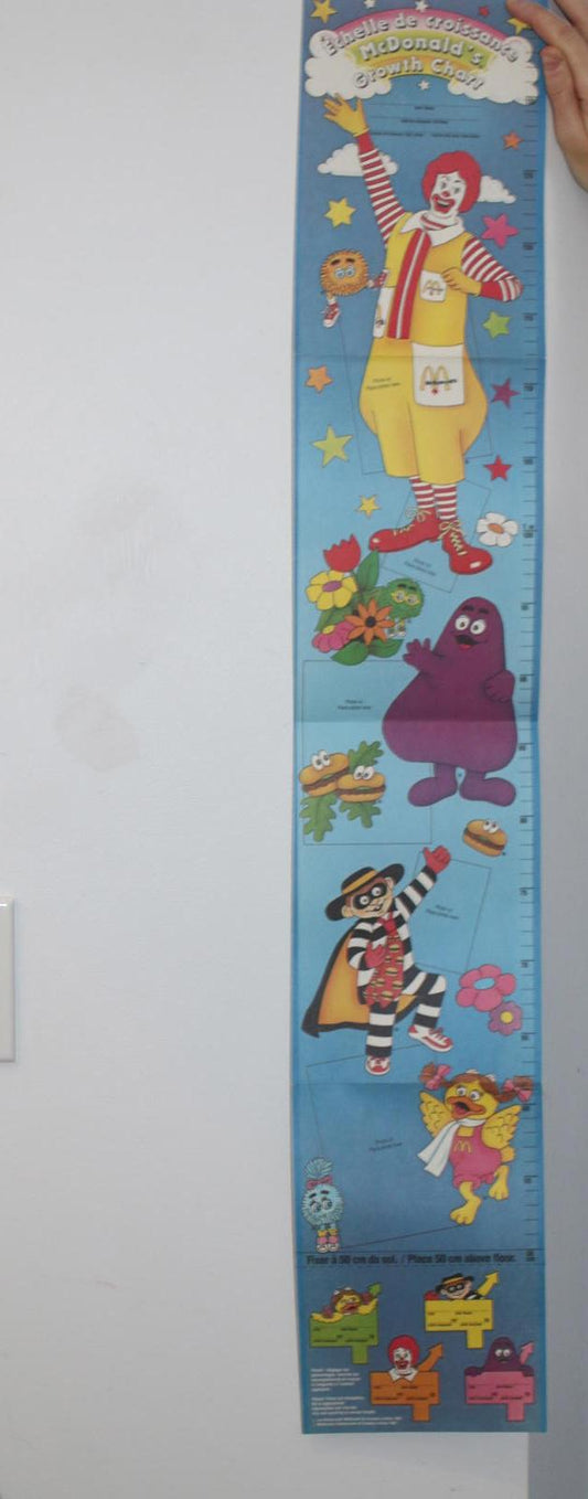Vintage 1987 McDonald’s Canada Growth Chart McDonaldland