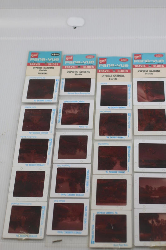 Vintage GAF Pana-Vue Travel Slides Lot Cypress Gardens Florida 35mm Color Slides