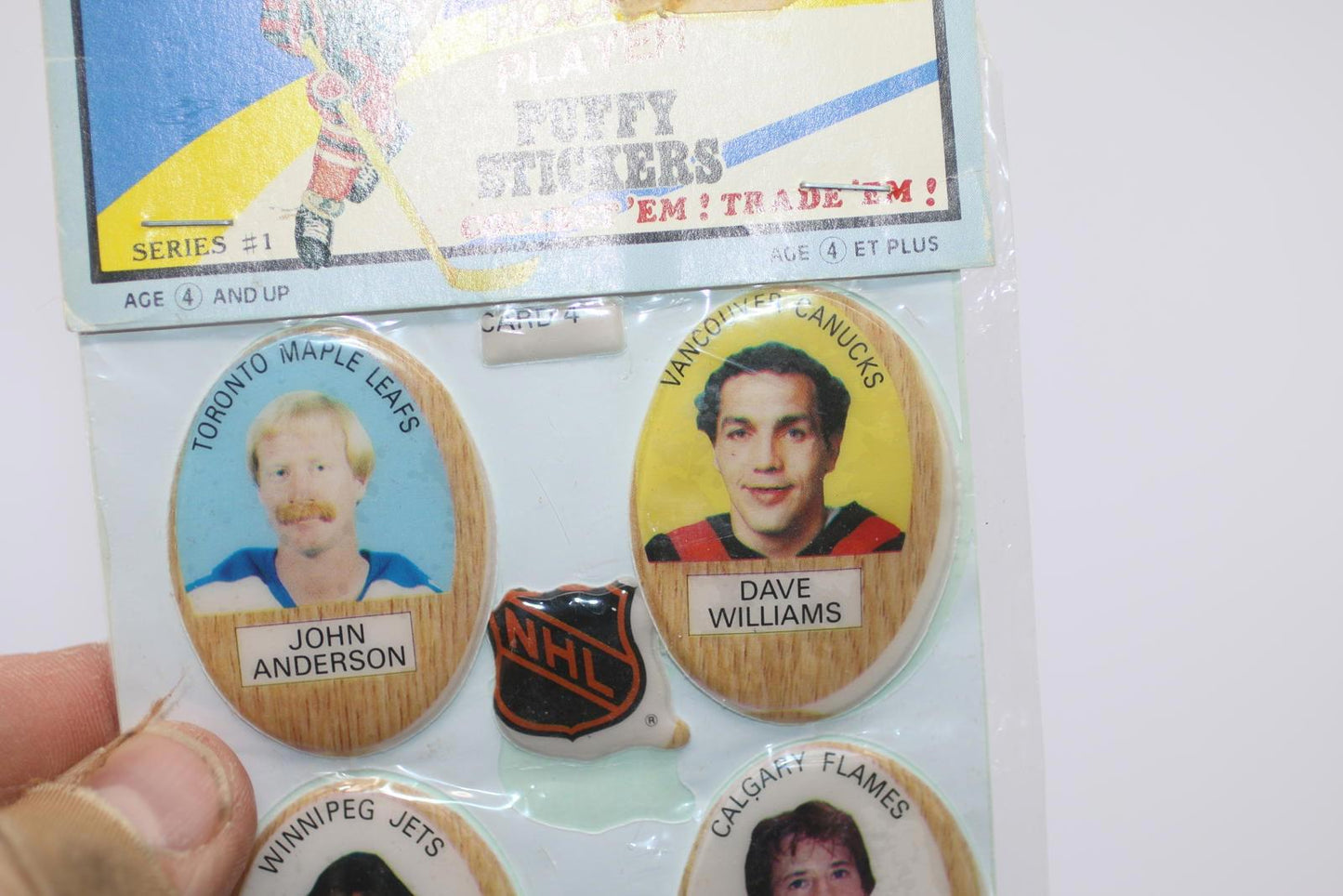 Vintage NHL Hockey Player Puffy Stickers Card 4 Funmate Series 1 Made in Japan