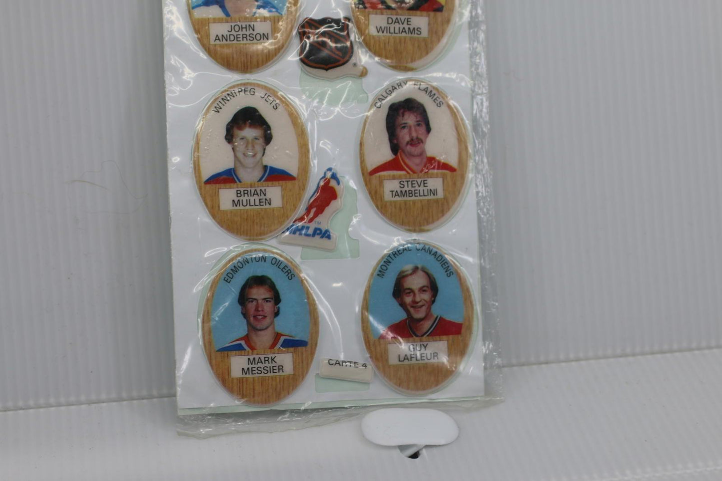 Vintage NHL Hockey Player Puffy Stickers Card 4 Funmate Series 1 Made in Japan