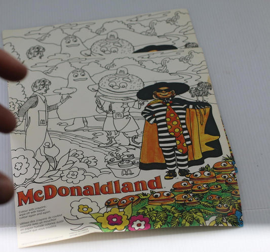 Vintage McDonaldland Wipe Off Coloring Placemat Canada