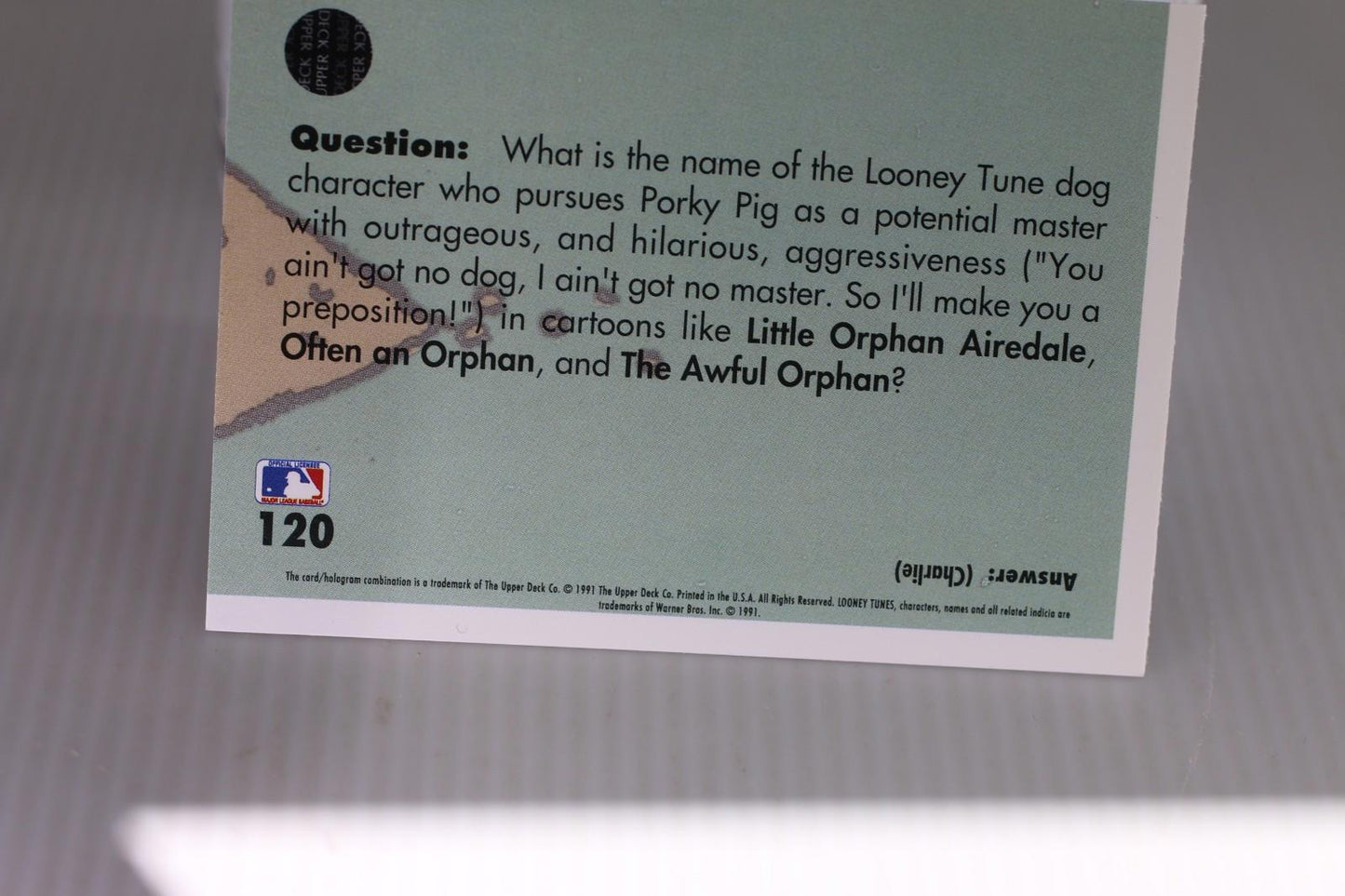 1991 Upper Deck Comic Ball 2 warner bros #120 Looney Tunes MLB Trading Card
