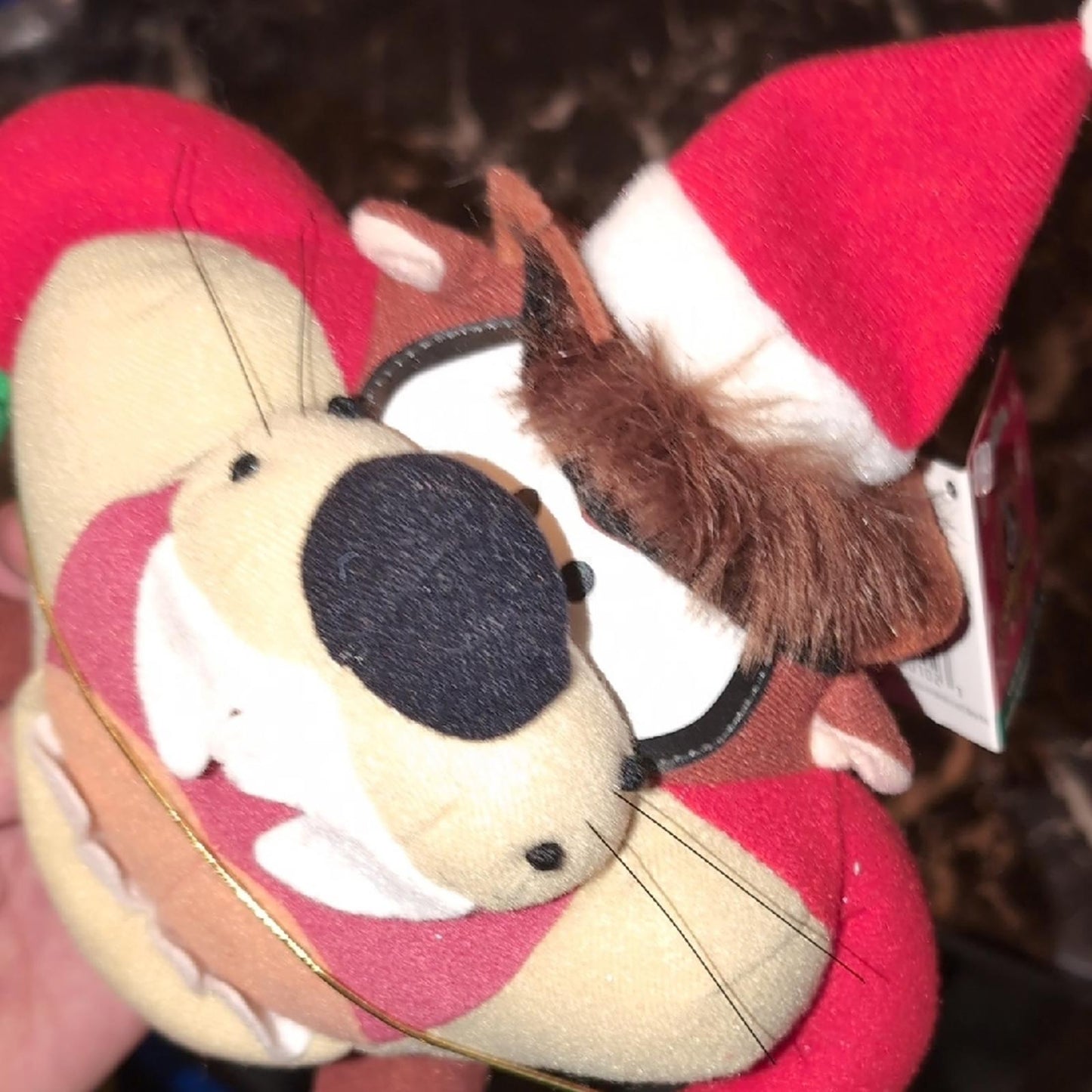 Warner Bros. Taz Plush with Red and Green Santa Hat