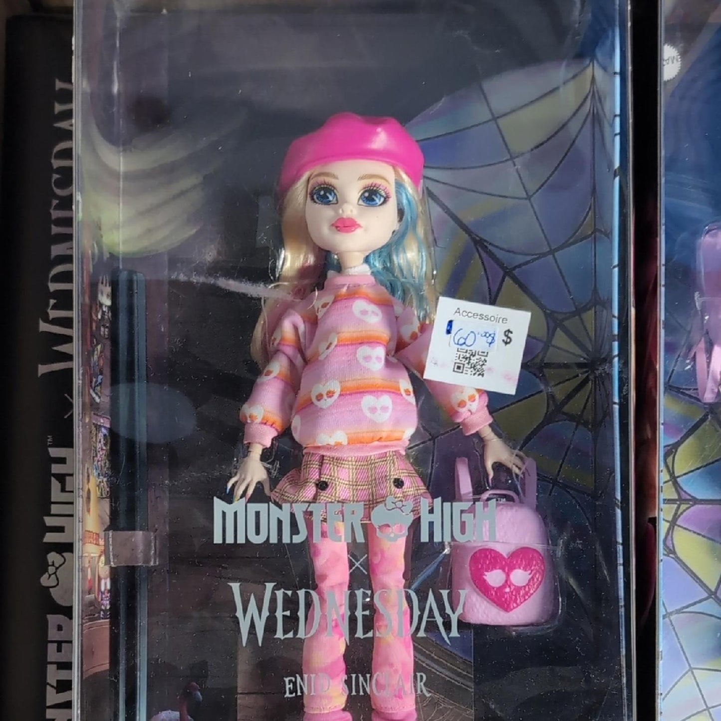 Mattel Monster Enid Wednesday Doll w/ Pink Outfit and Accessories