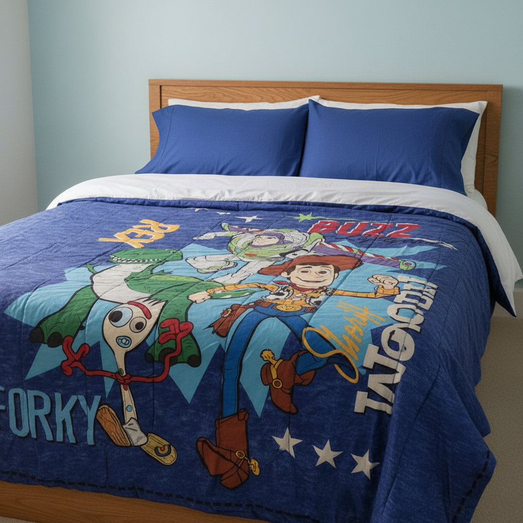 Mon Tex Toy Story Toys Play Woody Buzz Forky Rex Kids Reversible Comforter