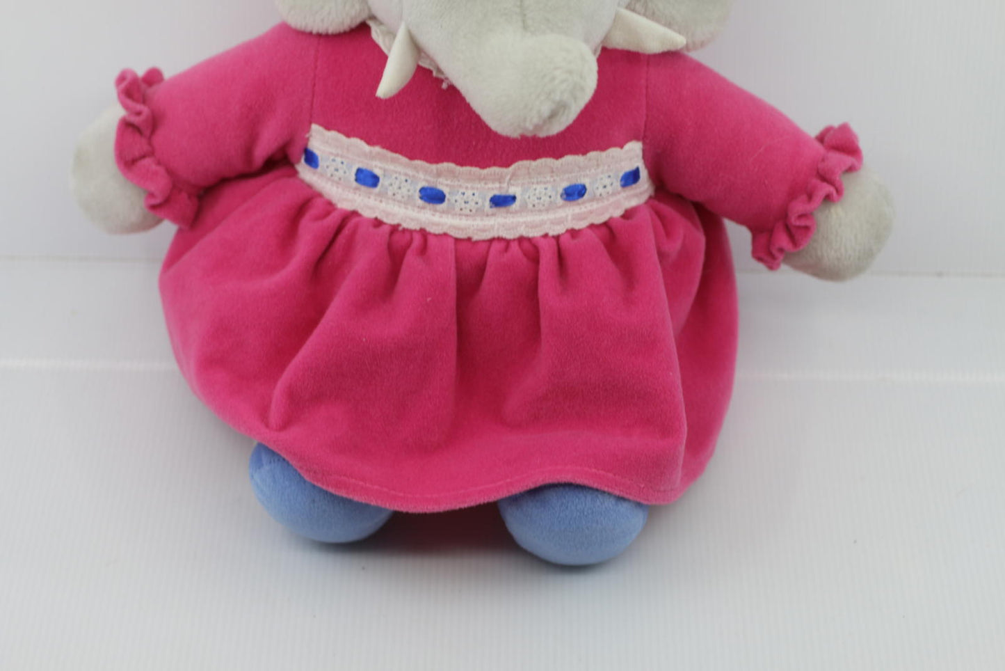 Soft Plush Babar Elephant Queen Celeste Pink Dress and Yellow Crown