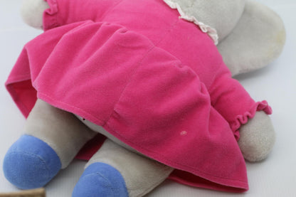 Soft Plush Babar Elephant Queen Celeste Pink Dress and Yellow Crown