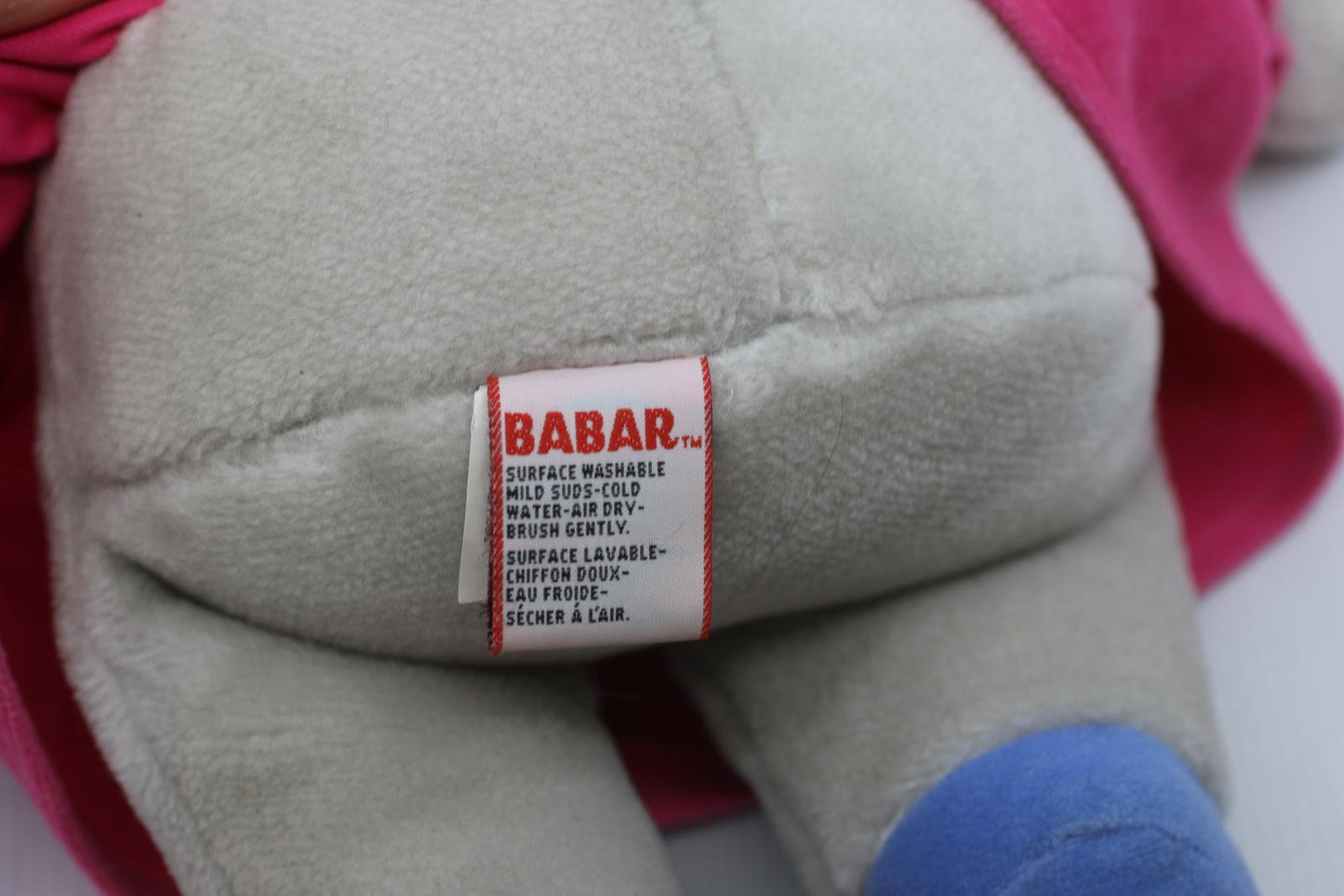 Soft Plush Babar Elephant Queen Celeste Pink Dress and Yellow Crown