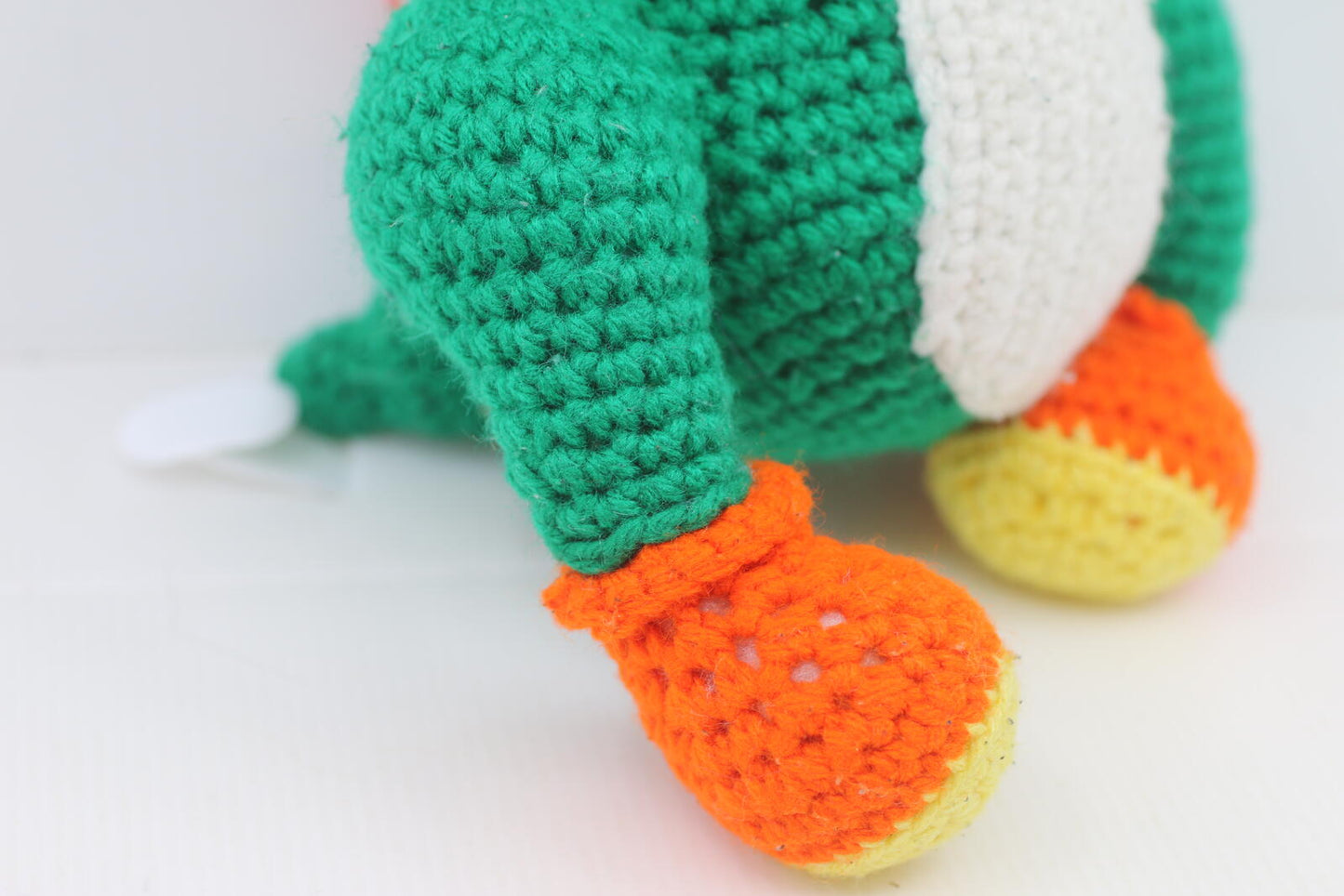 Super Mario Bros Green Yarn Yoshi Woolly crochet Plush Handmade? Stuffed Toy 11"