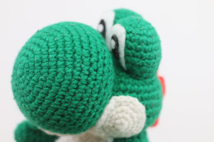 Super Mario Bros Green Yarn Yoshi Woolly crochet Plush Handmade? Stuffed Toy 11"