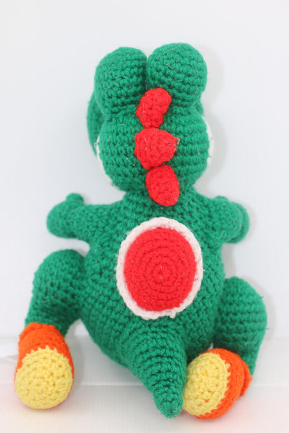Super Mario Bros Green Yarn Yoshi Woolly crochet Plush Handmade? Stuffed Toy 11"