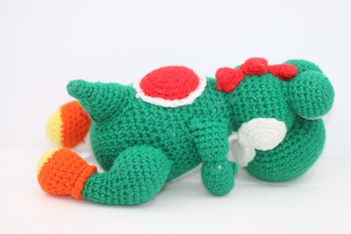 Super Mario Bros Green Yarn Yoshi Woolly crochet Plush Handmade? Stuffed Toy 11"