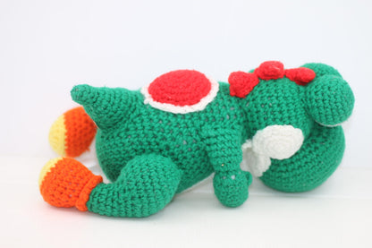Super Mario Bros Green Yarn Yoshi Woolly crochet Plush Handmade? Stuffed Toy 11"