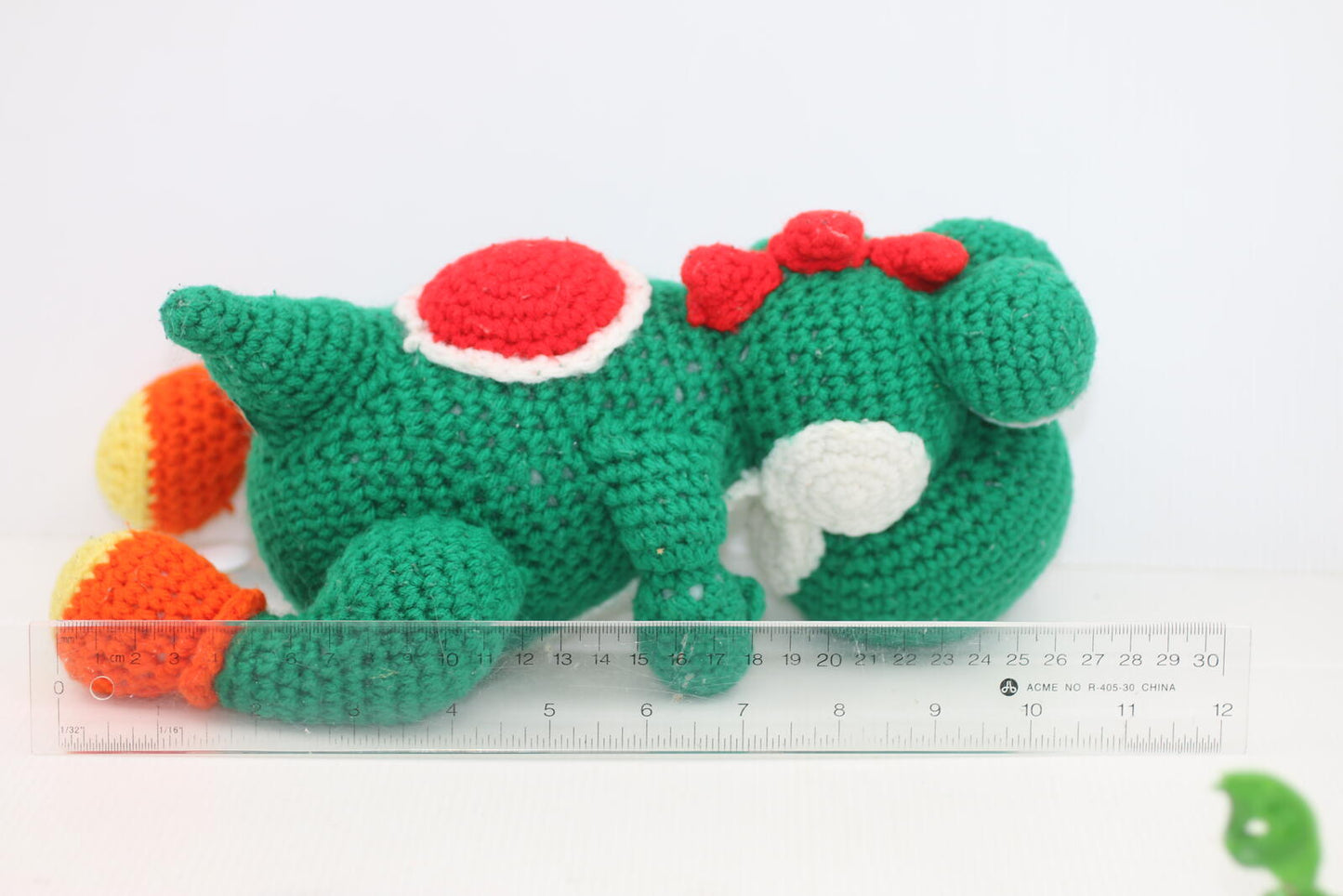 Super Mario Bros Green Yarn Yoshi Woolly crochet Plush Handmade? Stuffed Toy 11"