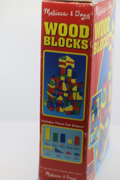 Melissa & Doug Multi-Colored Wooden Blocks 100pc Ages 3+ complete in box