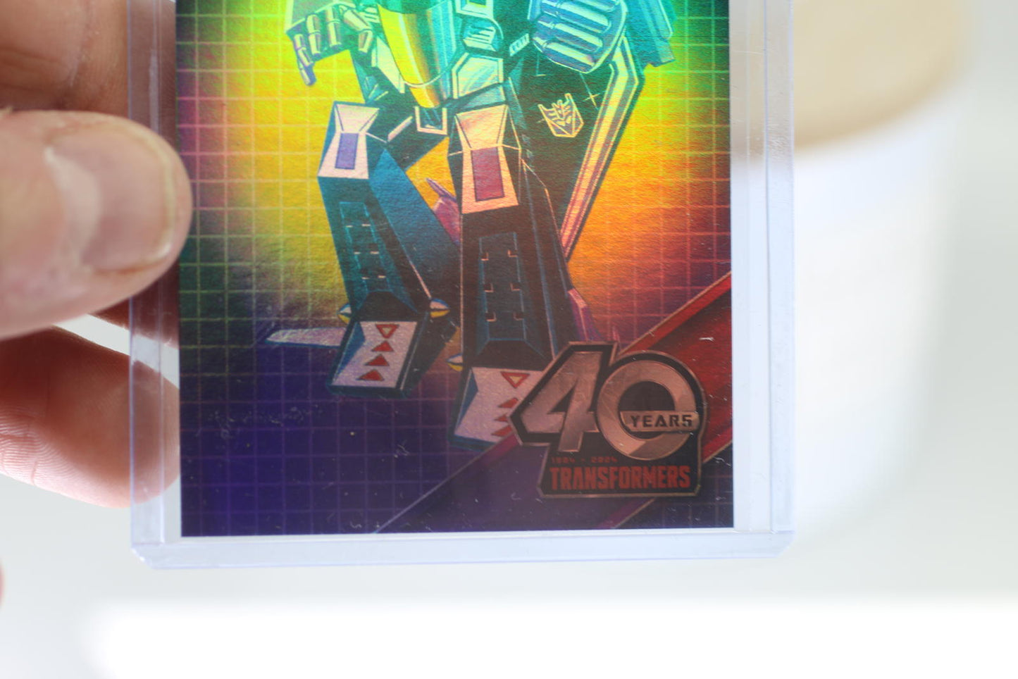 Transformers 40 Years Holographic Trading Card Skywarp plane robot mode
