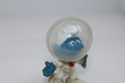 1965 Astro Smurf Astronaut 20003 Vintage Schleich Peyo PVC Figure Space Helmet