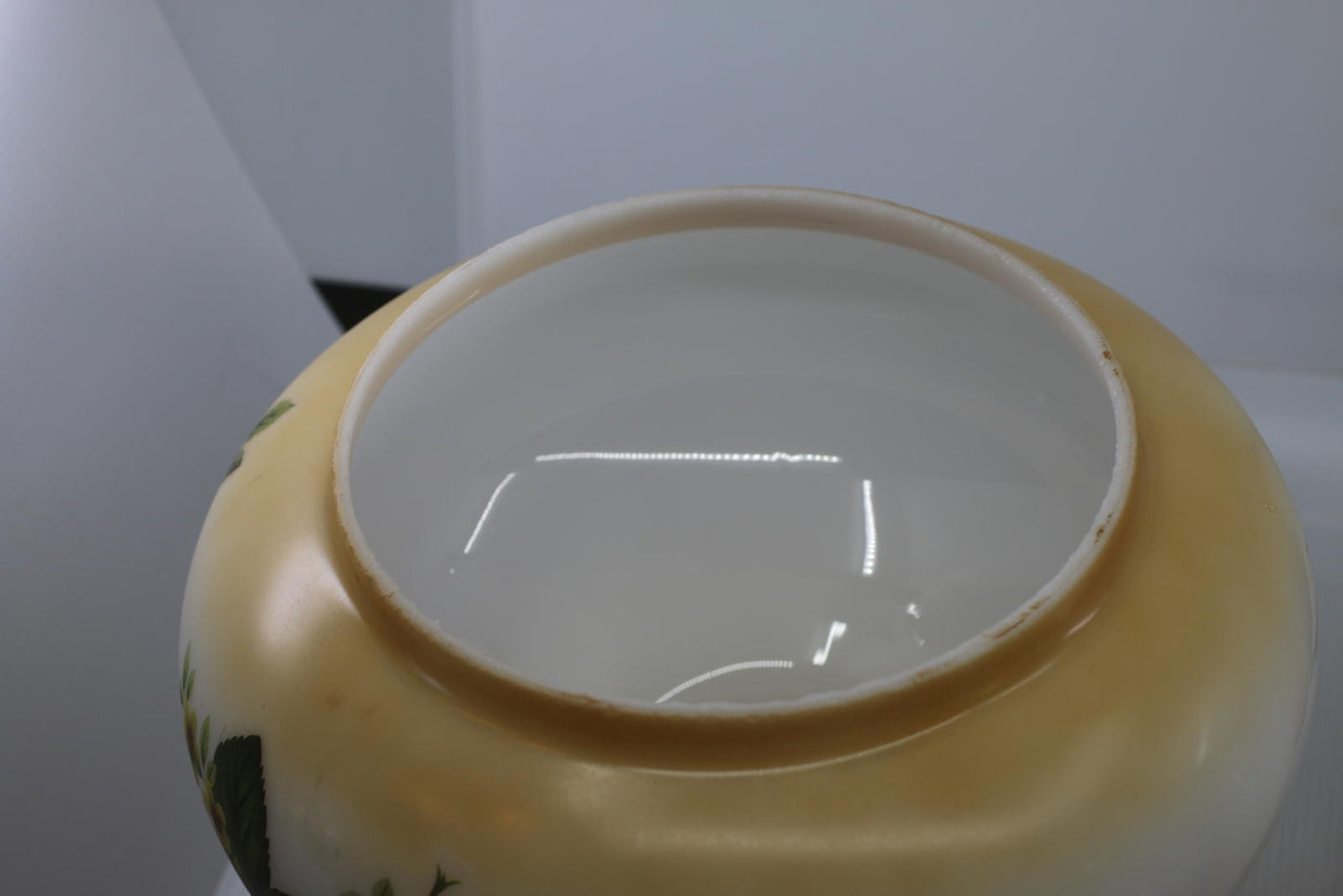 Vintage Electric Hurricane-Style Lamp w/ Floral Milk Glass Shade & Metal Ring
