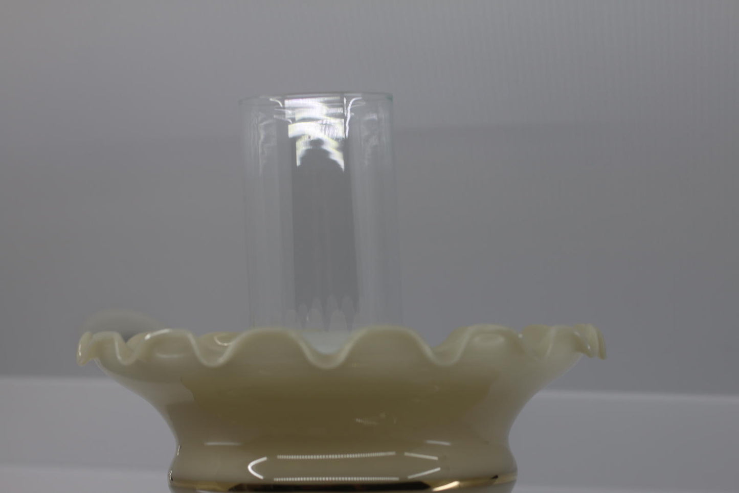 Vintage Floral Cyclone Glass Accent Lamp with Hanging Shade & Brass Burner Base