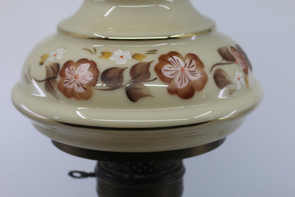Vintage Floral Cyclone Glass Accent Lamp with Hanging Shade & Brass Burner Base