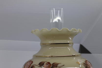 Vintage Floral Cyclone Glass Accent Lamp with Hanging Shade & Brass Burner Base