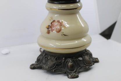 Vintage Floral Cyclone Glass Accent Lamp with Hanging Shade & Brass Burner Base