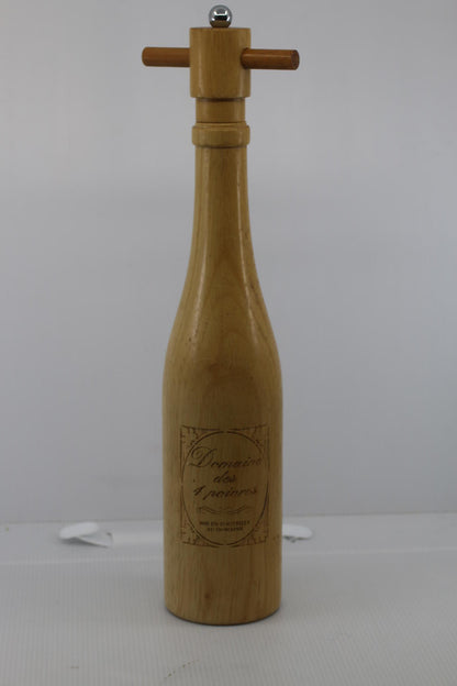 Wooden Domaine des 4 Poivres Bottle-Shaped Pepper Mill