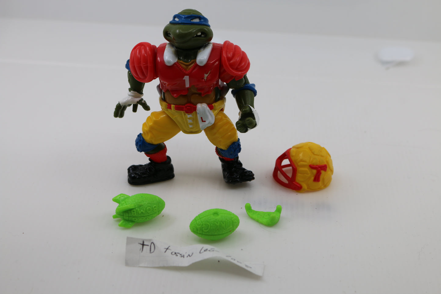 1991 Tmnt Leo Football Player Sports Turtle Action Figure Td Tossin’ Complete