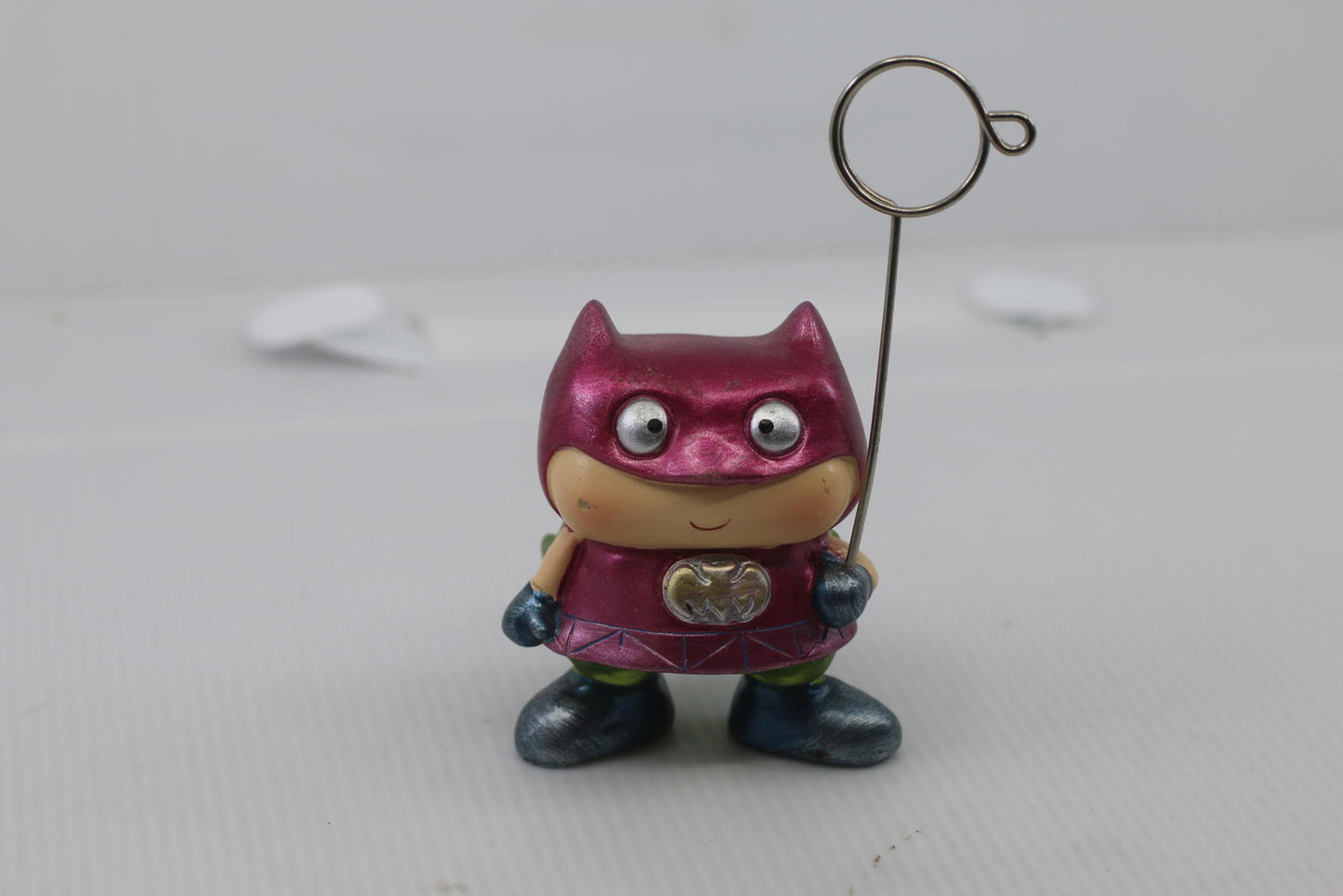 Vintage Mini Superhero Figurine Photo Holder Metallic Finish, Clip Stand batman