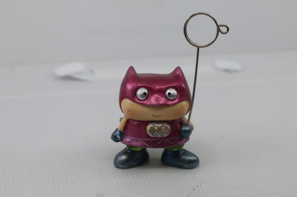 Vintage Mini Superhero Figurine Photo Holder Metallic Finish, Clip Stand batman
