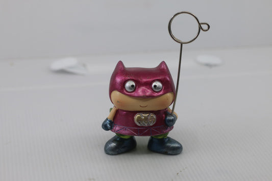 Vintage Mini Superhero Figurine Photo Holder Metallic Finish, Clip Stand batman