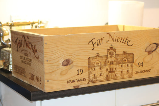 Wood Crate FAR NIENTE 1994 CHARDONNAY Napa Valley Wine Box Advertising 21x13x8