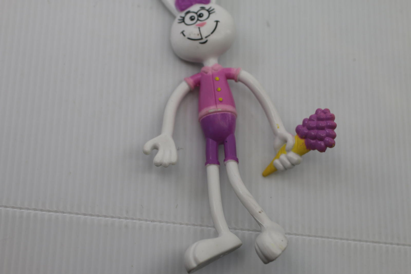 Vintage Style Bunny Figurine Holding Ice Cream Cone Bendable toy