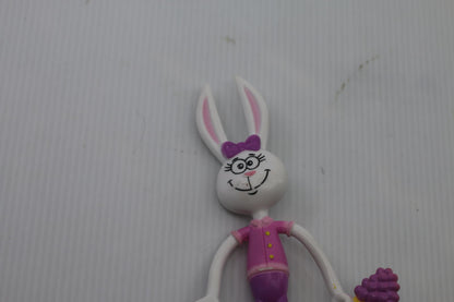 Vintage Style Bunny Figurine Holding Ice Cream Cone Bendable toy