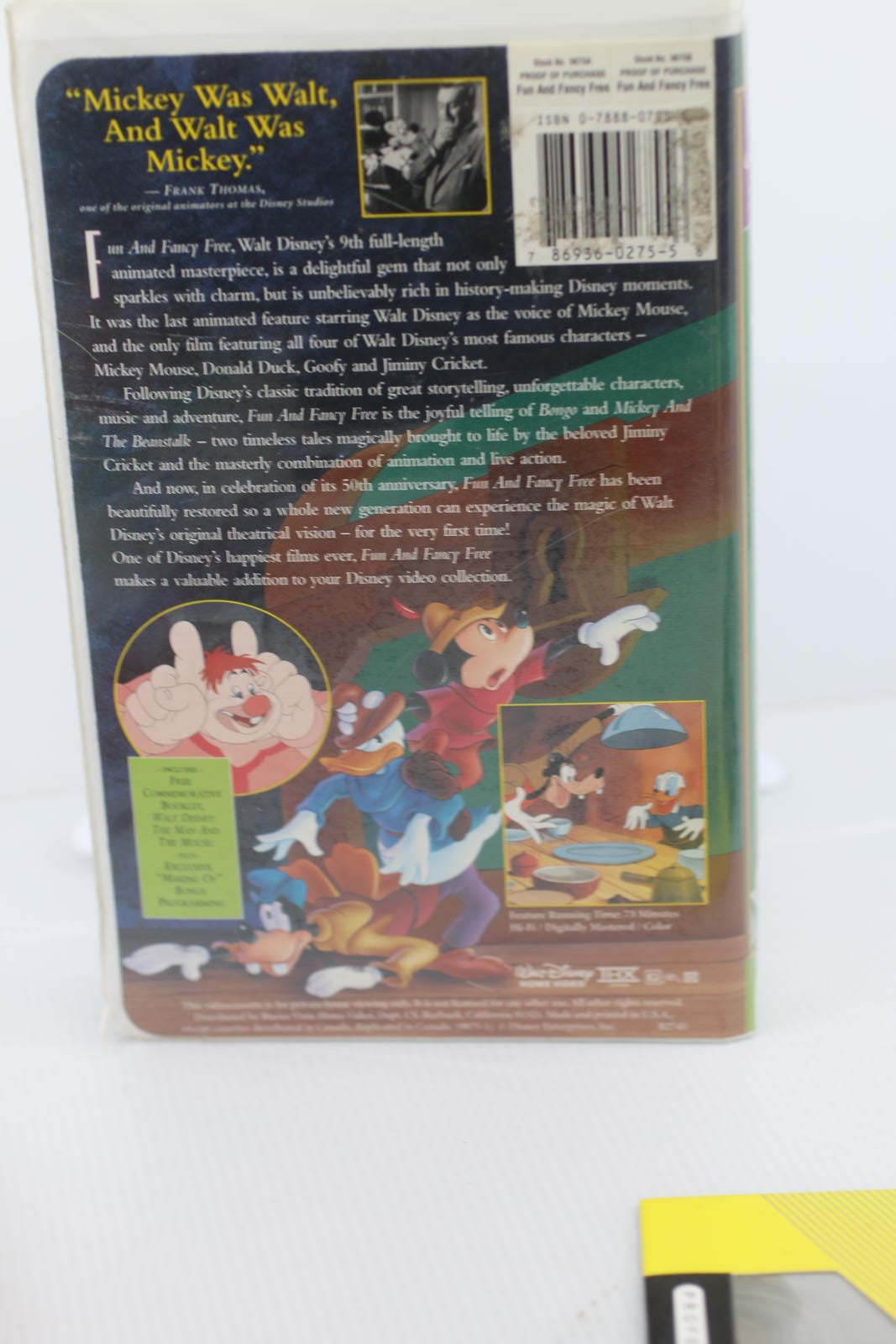 Walt Disney’s Fun & Fancy Free VHS 50th Anniversary Masterpiece DAMAGEDCASE