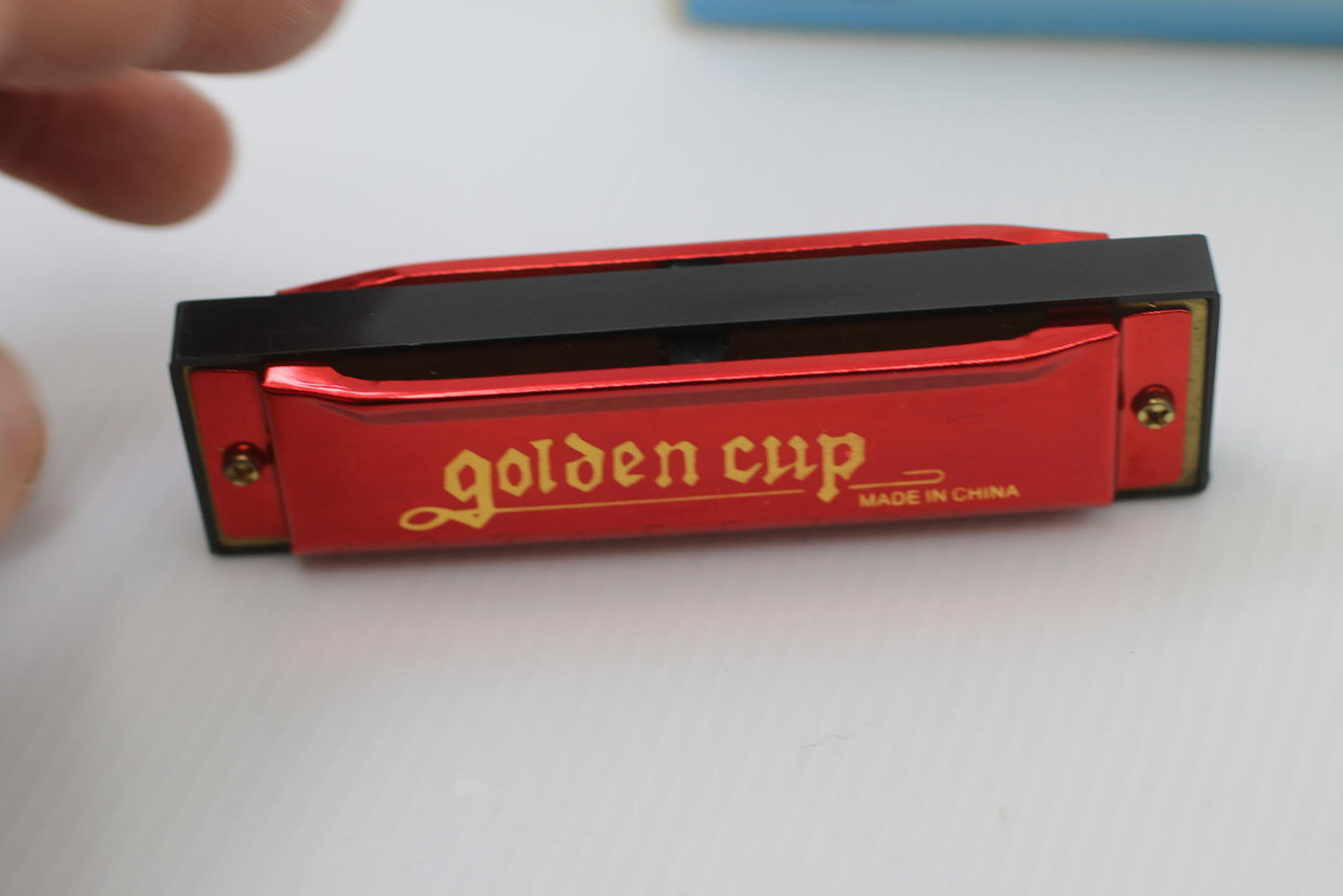 Golden Cup Red Harmonica with Original Box