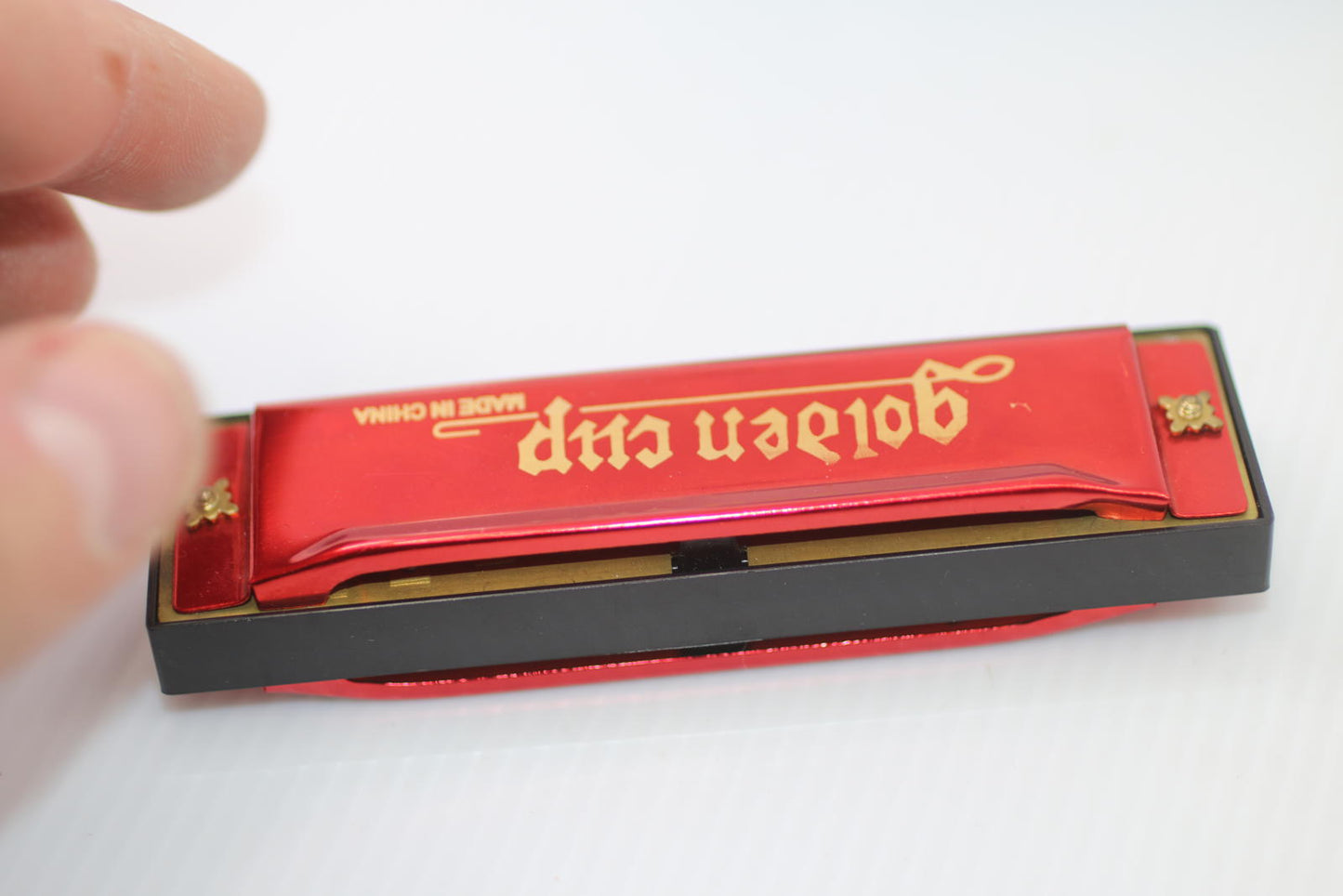 Golden Cup Red Harmonica with Original Box