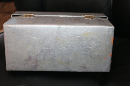 Vintage Metal Lunchbox Silver Miners Construction Lunch Box Pail rare