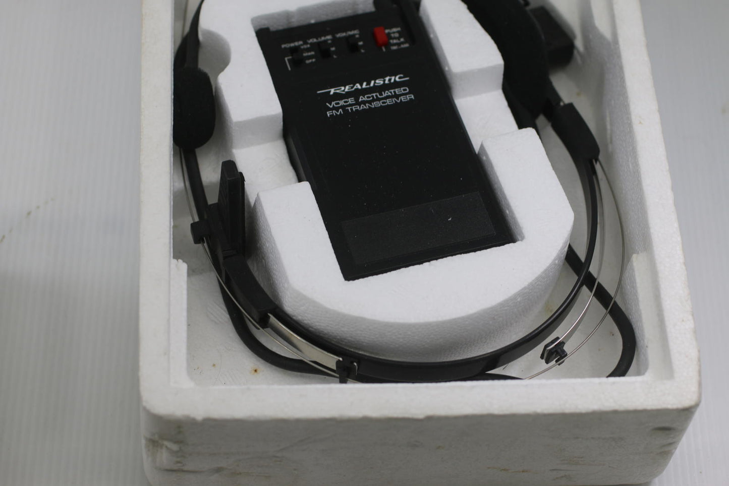 Vintage Realistic Voice Actuated FM Transceiver – Headset Radio Untested In Foam