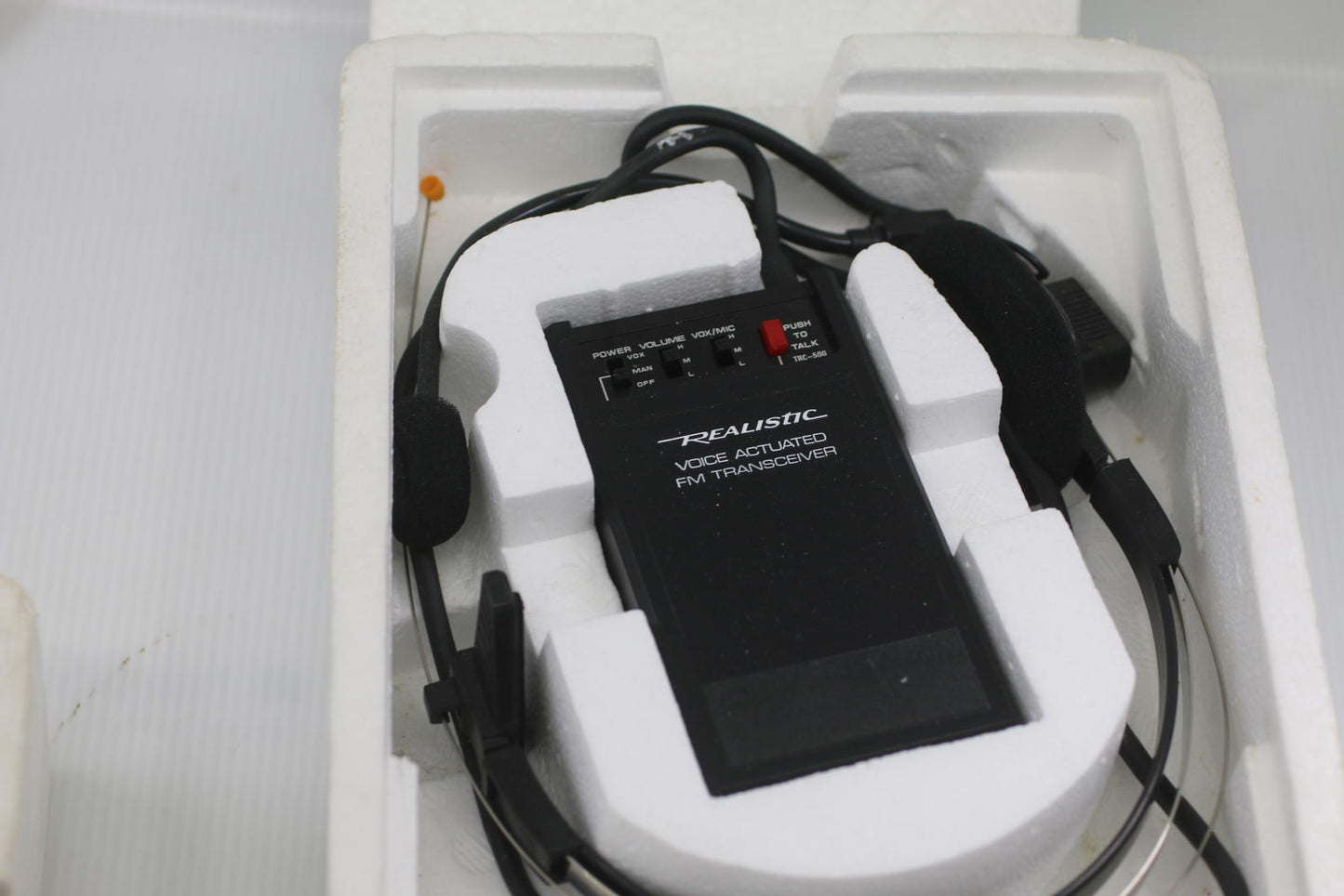 Vintage Realistic Voice Actuated FM Transceiver – Headset Radio Untested In Foam