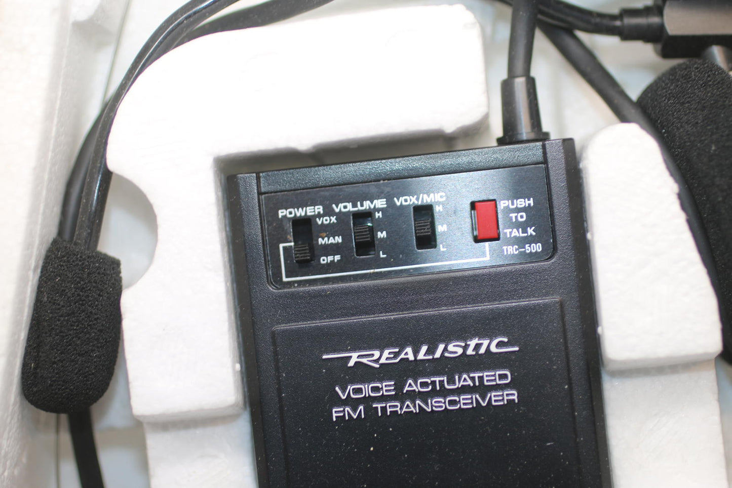 Vintage Realistic Voice Actuated FM Transceiver – Headset Radio Untested In Foam