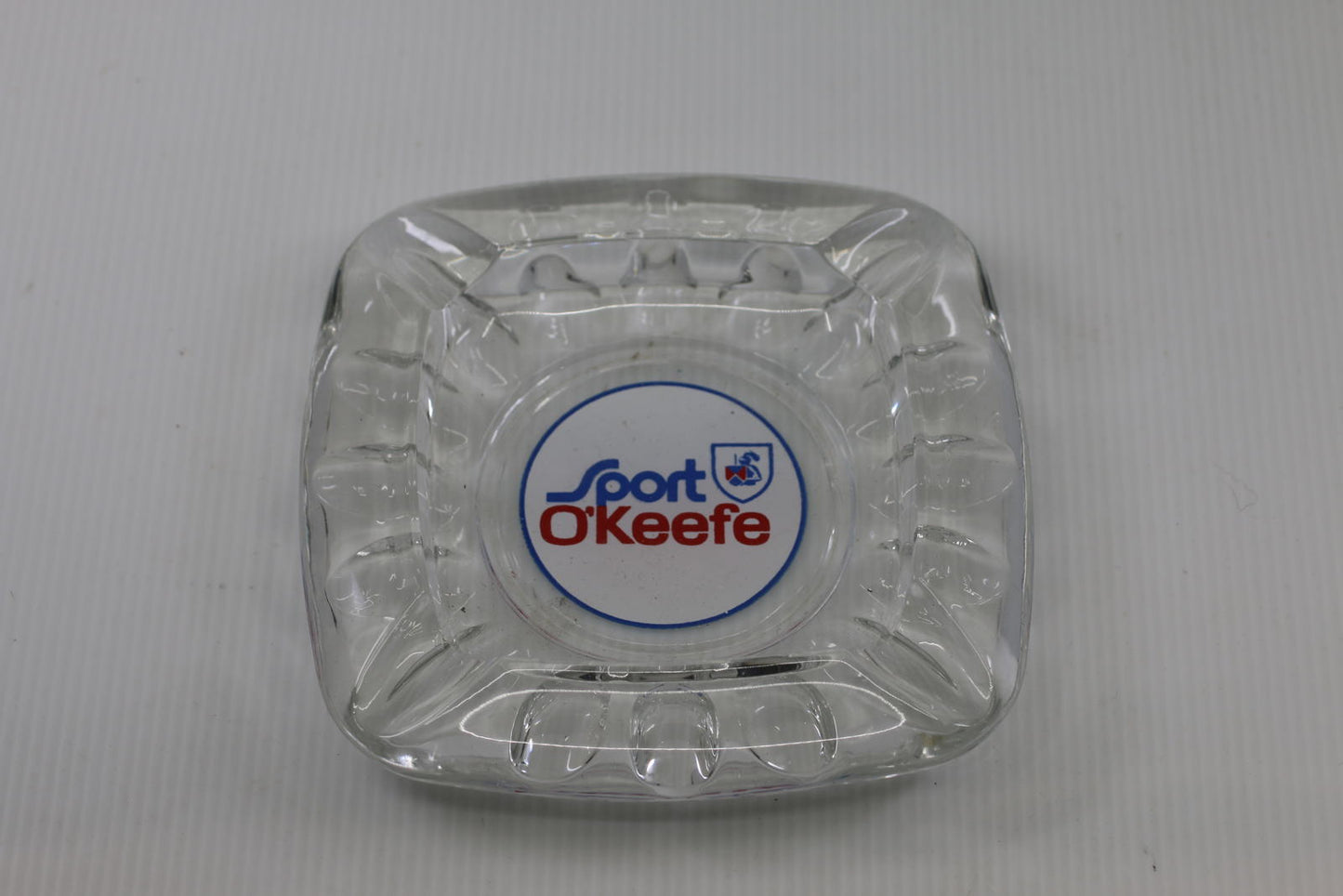Vintage Sport O’Keefe Glass Ashtray – Clear Glass Advertising Ashtray